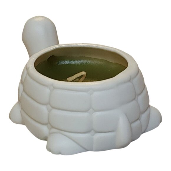 COTY 'Sweet Earth' Scented Candle in Porcelain TURTLE Holder WHITE GREEN Unused - Picture 4 of 8